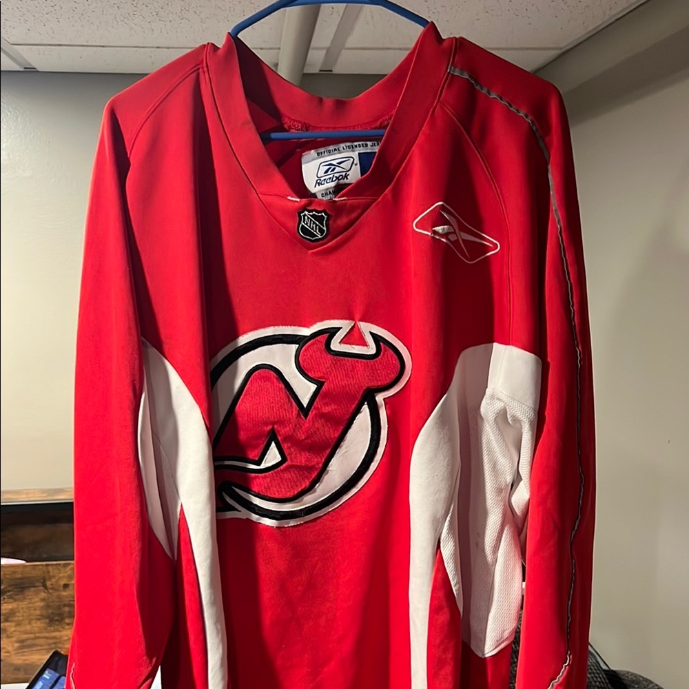Reebok Red and White Hockey Jersey